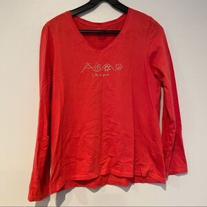 Life Is Good Red Long Sleeve Shirt Size Small